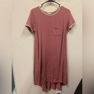 LuLaRoe Womens Carly High Low Swing Dress Short Sleeve Pullover Mauve